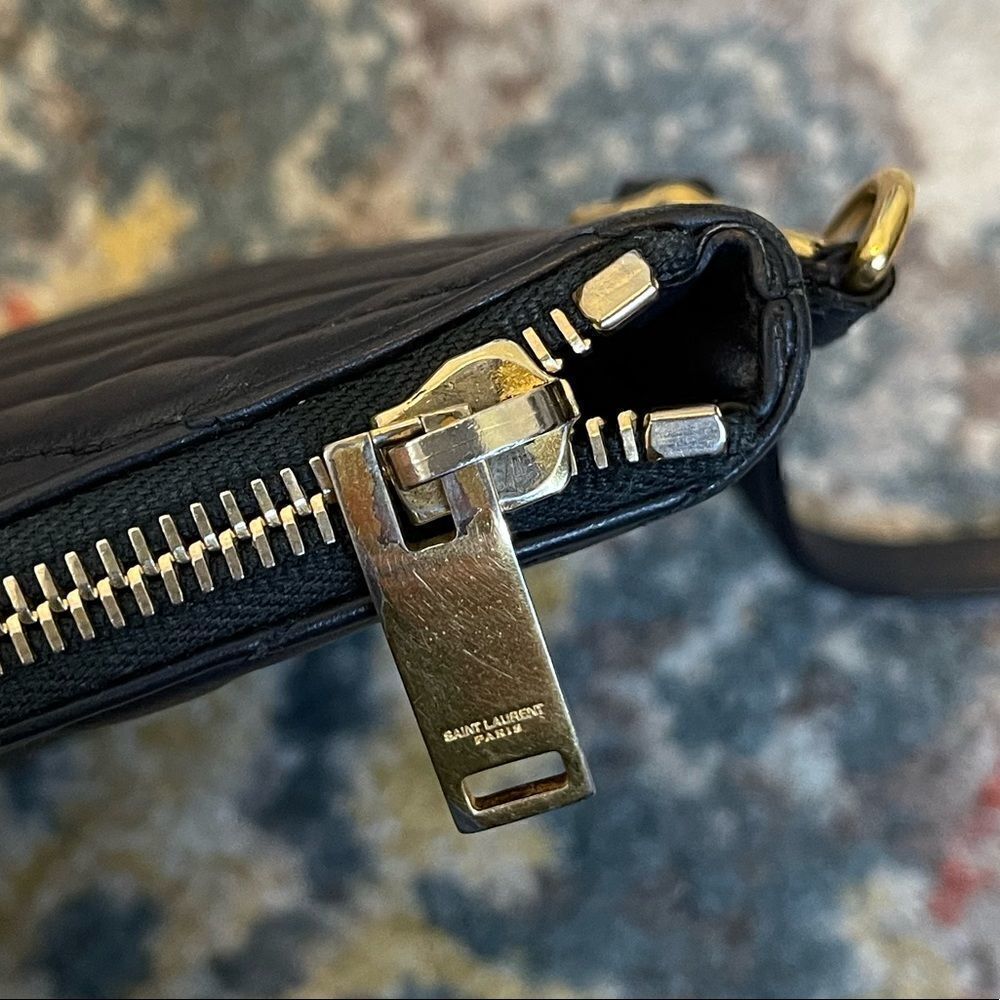 YSL Navy Matelasse Pouch Wristlet w/ GHW - Picture 6 of 7